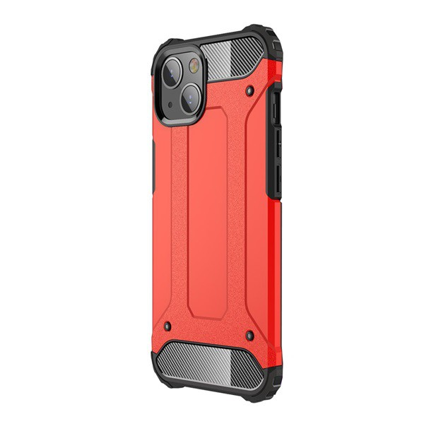 Defender műanyag telefonvédő (közepesen ütésálló, légpárnás sarok, szilikon belső, fémhatás) PIROS [Apple iPhone 13 mini] (5996591097268)