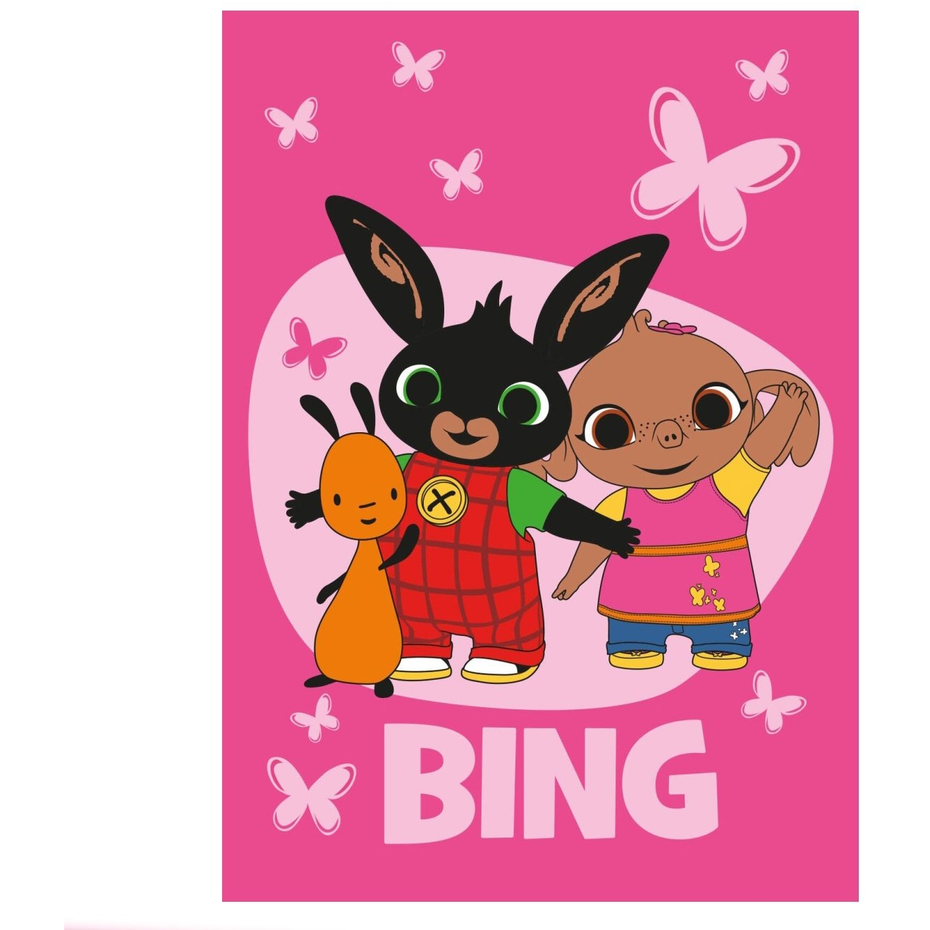 JERRY FABRICS Fleece gyerektakaró - Bing nyuszi Pillangók, 100×150 cm (8592753040478)