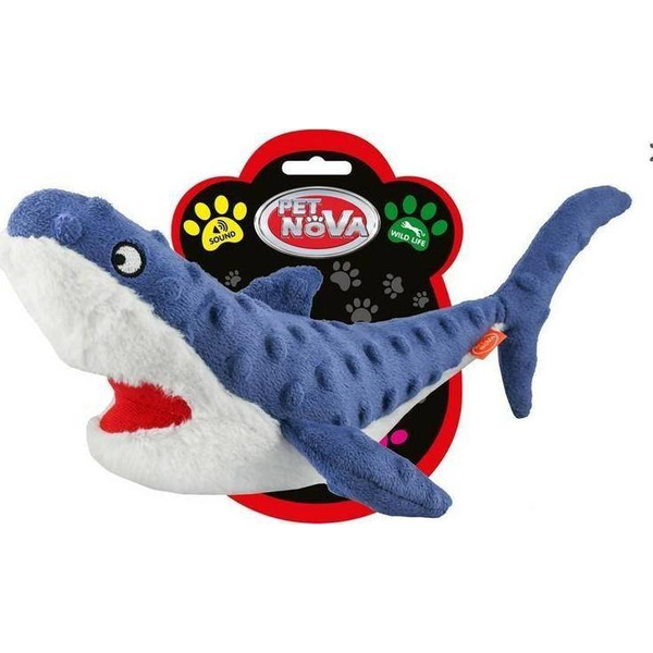 Pet Nova Kutyajáték Plüss Cápa Csipogó Hanggal (Plu-Shark) 33X16X15 cm