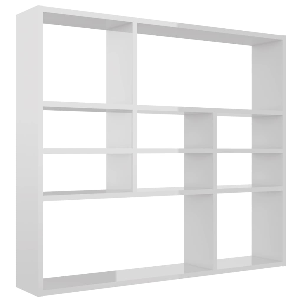magasfényű fehér forgácslap fali polc 90 x 16 x 78 cm (802945)