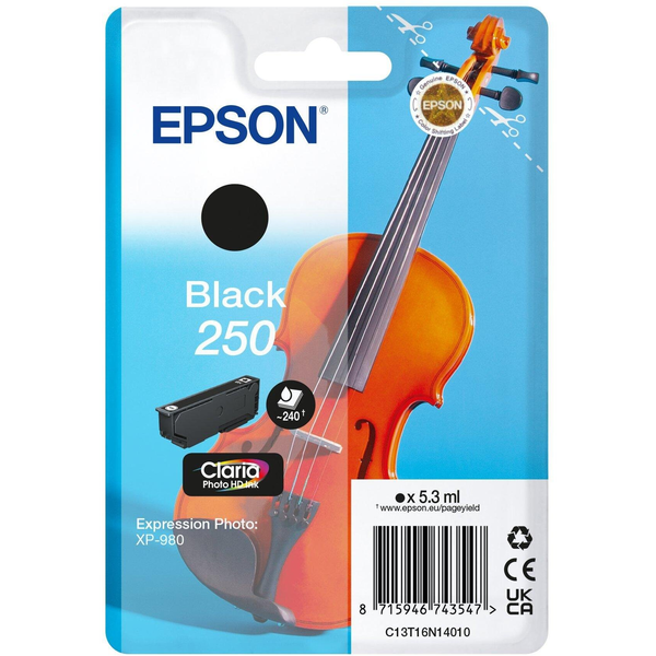 Epson 250 Violin Claria Photo HD blækpatron 1 stk Original Sort