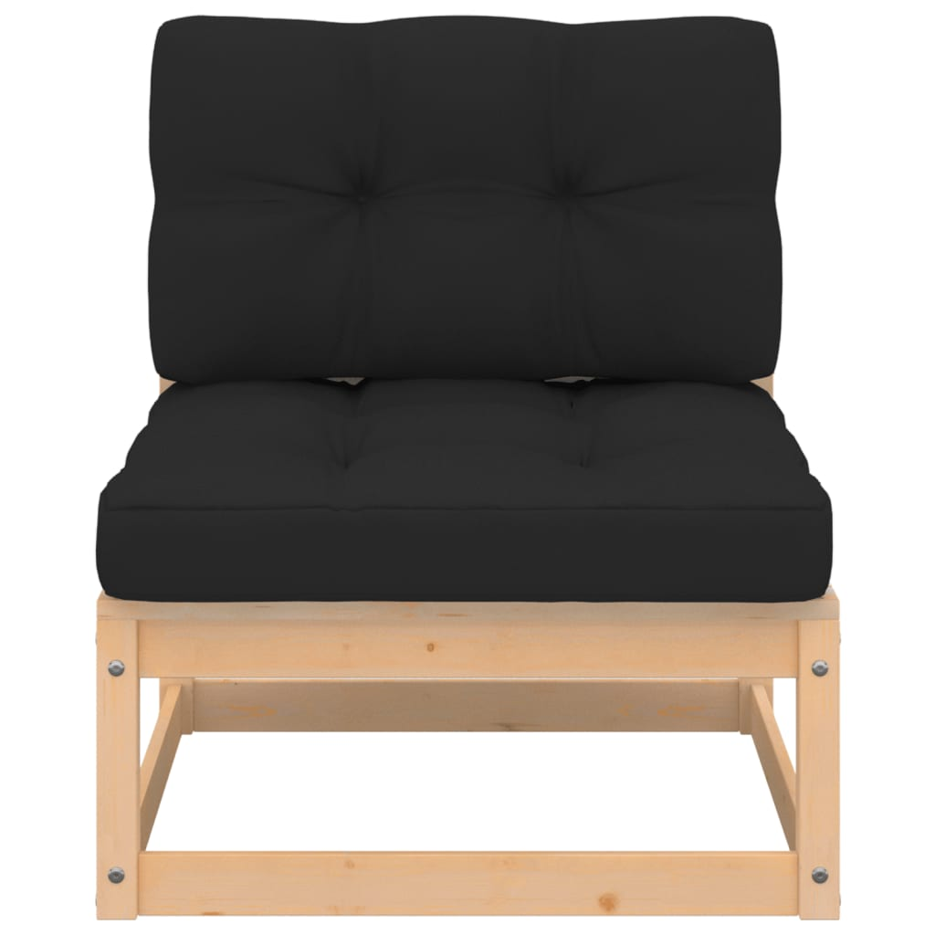 tömör fenyőfa kerti középső kanapé párnákkal (807287)