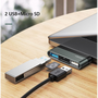 Usams Adaptér usb-c Mini HUB 2xUSB Micro SD šedý