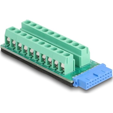 Delock USB csatlakozósorral ellátott hüvely - Csatlakozóblokkos adapter 20 tűs