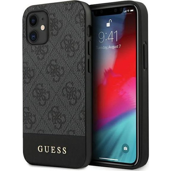 Guess GUHCP12SG4GLGR iPhone 12 Mini 5,4" Szürke 4G Stripe Collection Keménytok