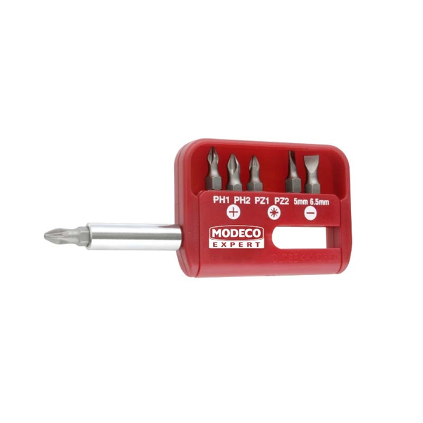Modeco Komplet grotów 25mm PH1-PH2, PZ1-PZ2 i płaskich 5 -6,5mm + uchwyt 7szt. - MN-15-501