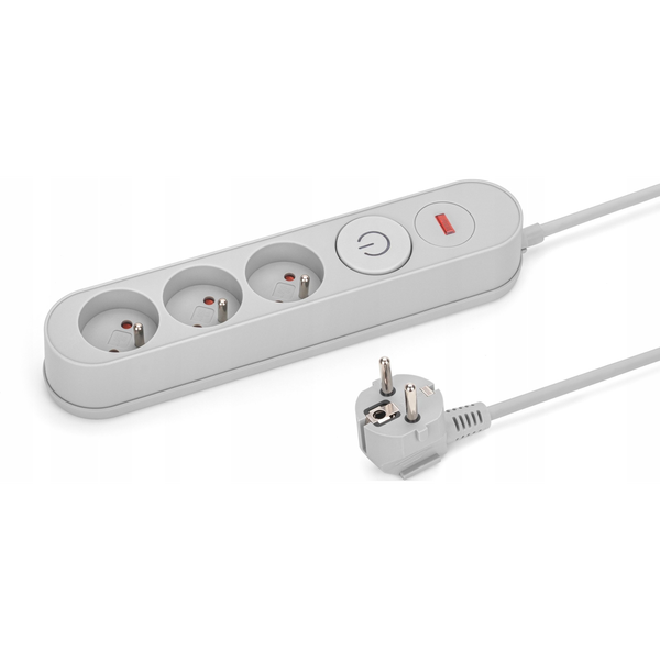 Montis surge protector power strip 3 sockets 3 m gray (MT137-3)