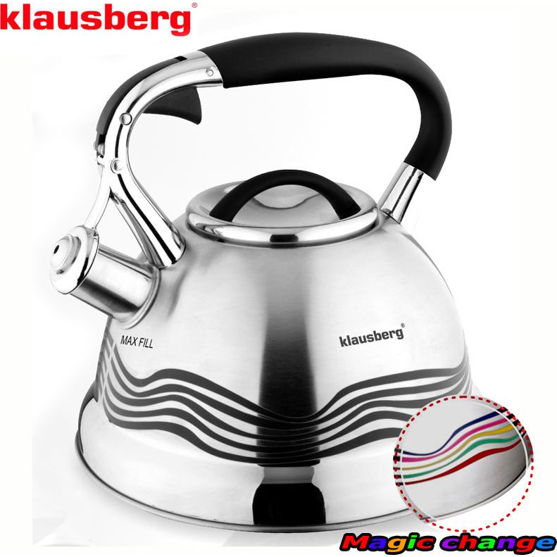 Klausberg KB-7048 Teáskanna, Sípszóval, Inox, 3L (KB-7048)