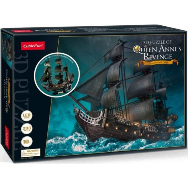 CUBICFUN 3D puzzle játék 293 darabos Anna királynő bosszúja hajó LED világítással