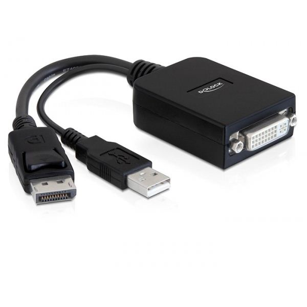 DELOCK Displayport Adapter DP -> DVI(24+5) St/Bu +USB schw.