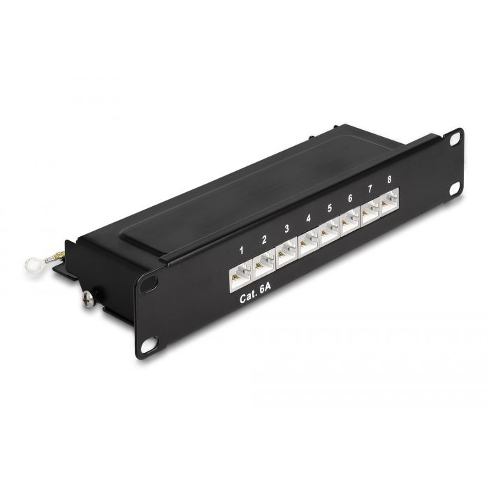 Delock 10 patch panel 8 porttal Cat.6A 1U fekete (66872) (DE66872)