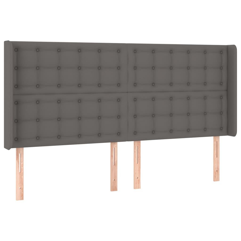szürke műbőr fejtámla szárnyakkal 203x16x118/128 cm (3119692)