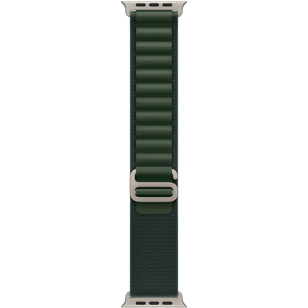 Каишка за Apple Watch 49mm, Dark Green Alpine Loop, Natural Titanium Finish - Small