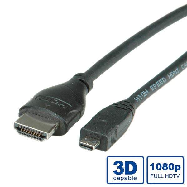 HDMI кабел ROLINE 11.04.5581, Type A M - HDMI Type D M, 2.0 м