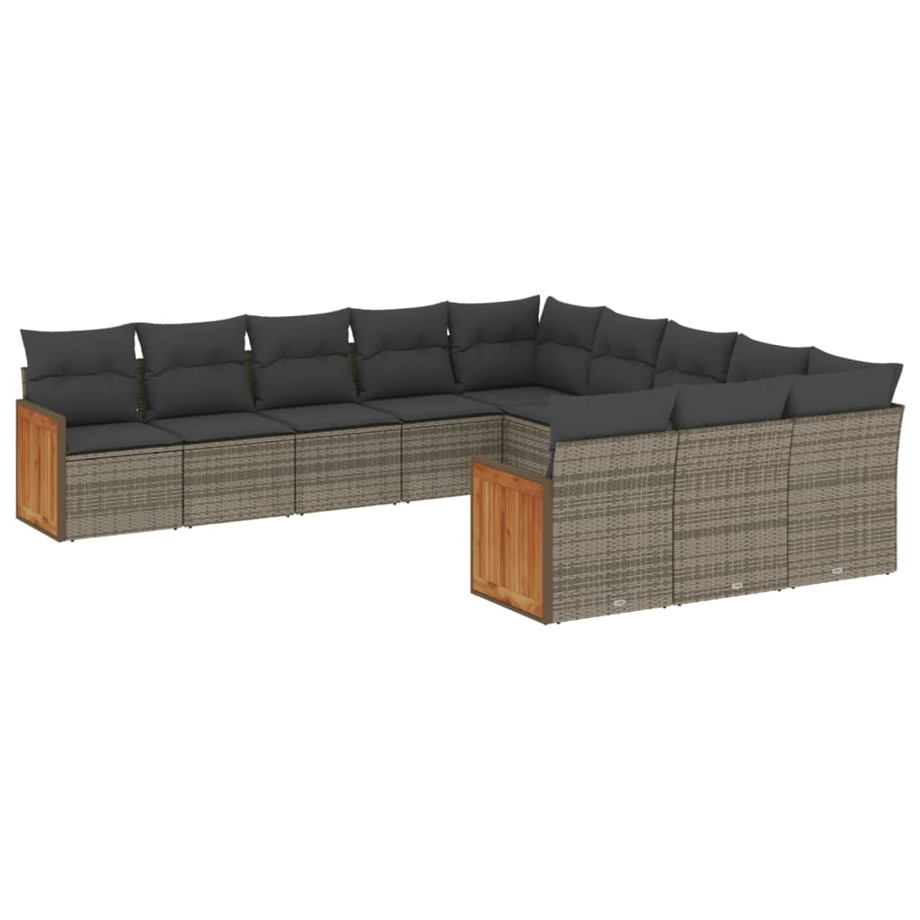11 részes szürke polyrattan kerti ülőgarnitúra párnákkal (3228111)