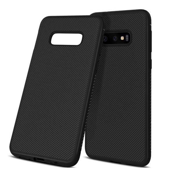Szilikon telefonvédő (közepesen ütésálló, csíkos minta) FEKETE [Samsung Galaxy S10e (SM-G970)] (5996457860982)