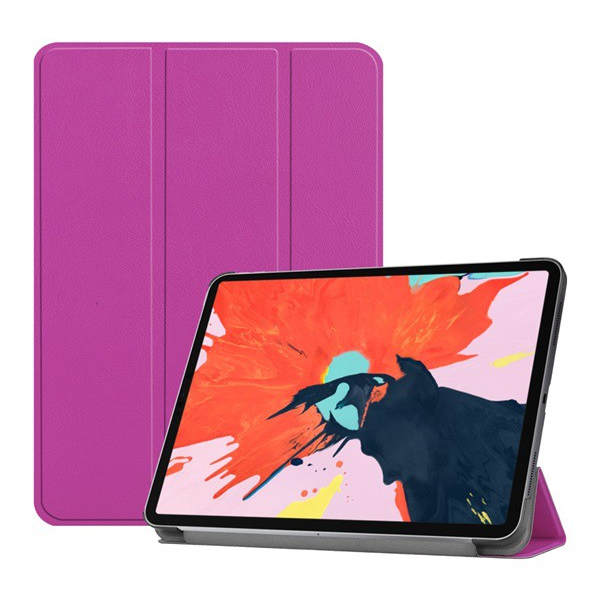 Tok álló, bőr hatású (aktív FLIP, oldalra nyíló, TRIFOLD asztali tartó funkció) LILA [Apple IPAD Pro 12.9 (2018)] (5996457831838)