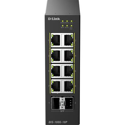 D-Link DIS-100G-10P switch-uri Fara management L2 Gigabit Ethernet (10/100/1000) Power over Ethernet (PoE) Suport DIN rail Negru
