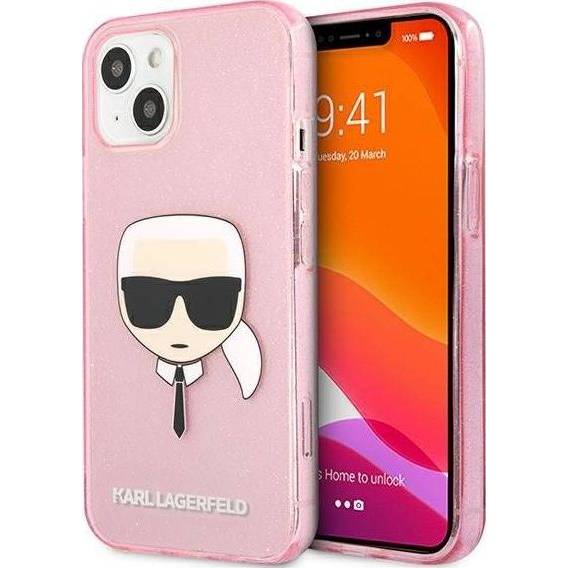 Karl Lagerfeld Head Full Glitter szilikon hátlap tok Apple iPhone 13 mini, rószaszín (KLD729PNK)