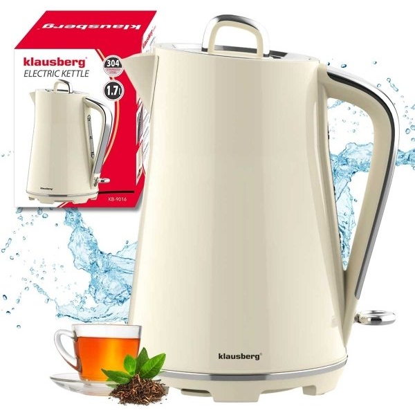 Klausberg KB-9016 Fierbător electric de apă 1,7 L din oțel inoxidabil