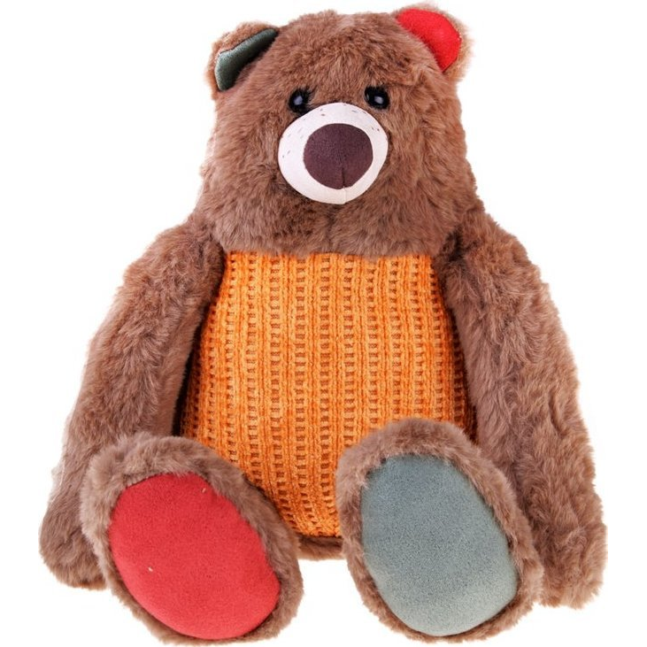 Plüss Mackó - Színes Pocakkal Lábakkal és Fülekkel, 30 cm, Barna ( )