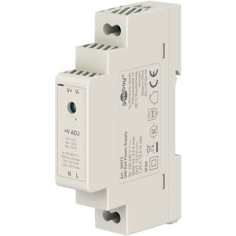 Napájací adaptér 12 V na DIN lištu, 1,25 A, 15 W (59573)