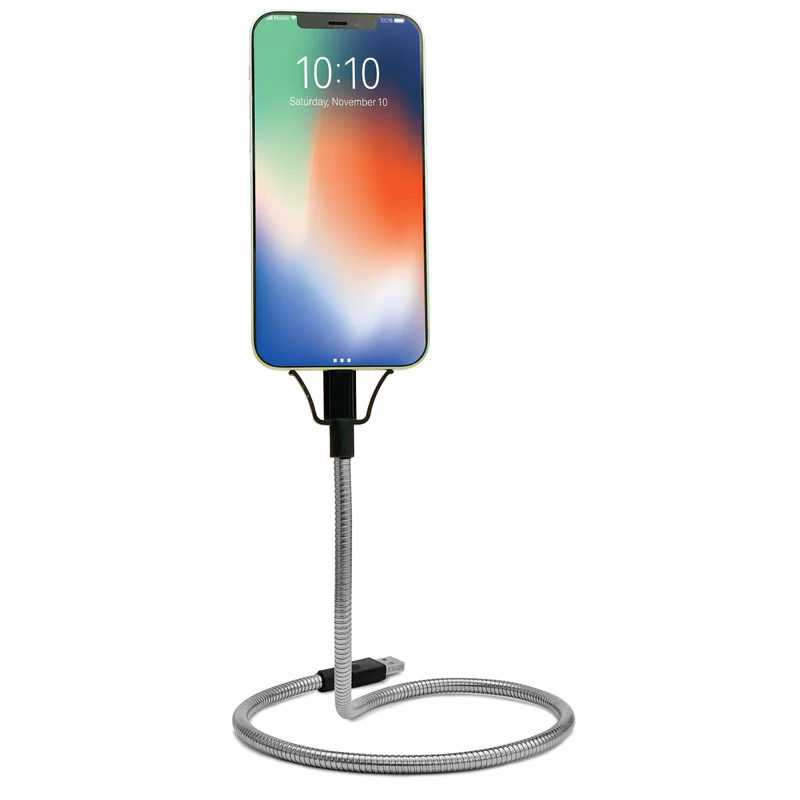 Kikkerland USB/Lightning gooseneck kábel és telefontartó fekete (US212-EU) (US212-EU)