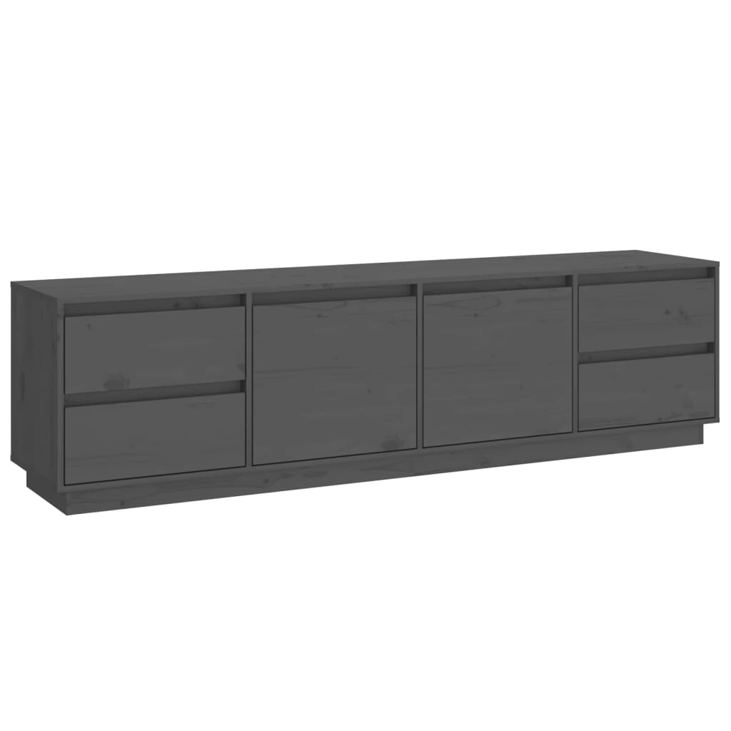 szürke tömör fenyőfa TV-szekrény 176 x 37 x 47,5 cm (814321)