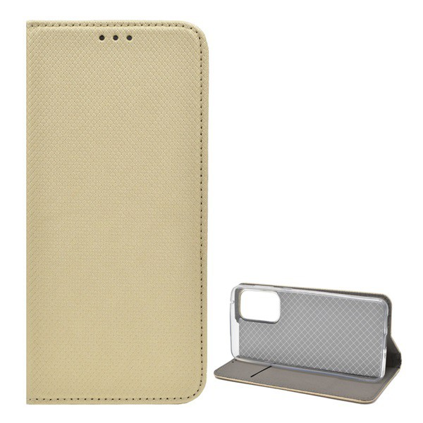 Tok álló, bőr hatású (FLIP, oldalra nyíló, asztali tartó funkció, rombusz minta) ARANY [Samsung Galaxy A33 5G (SM-A336)] (5996591124544)