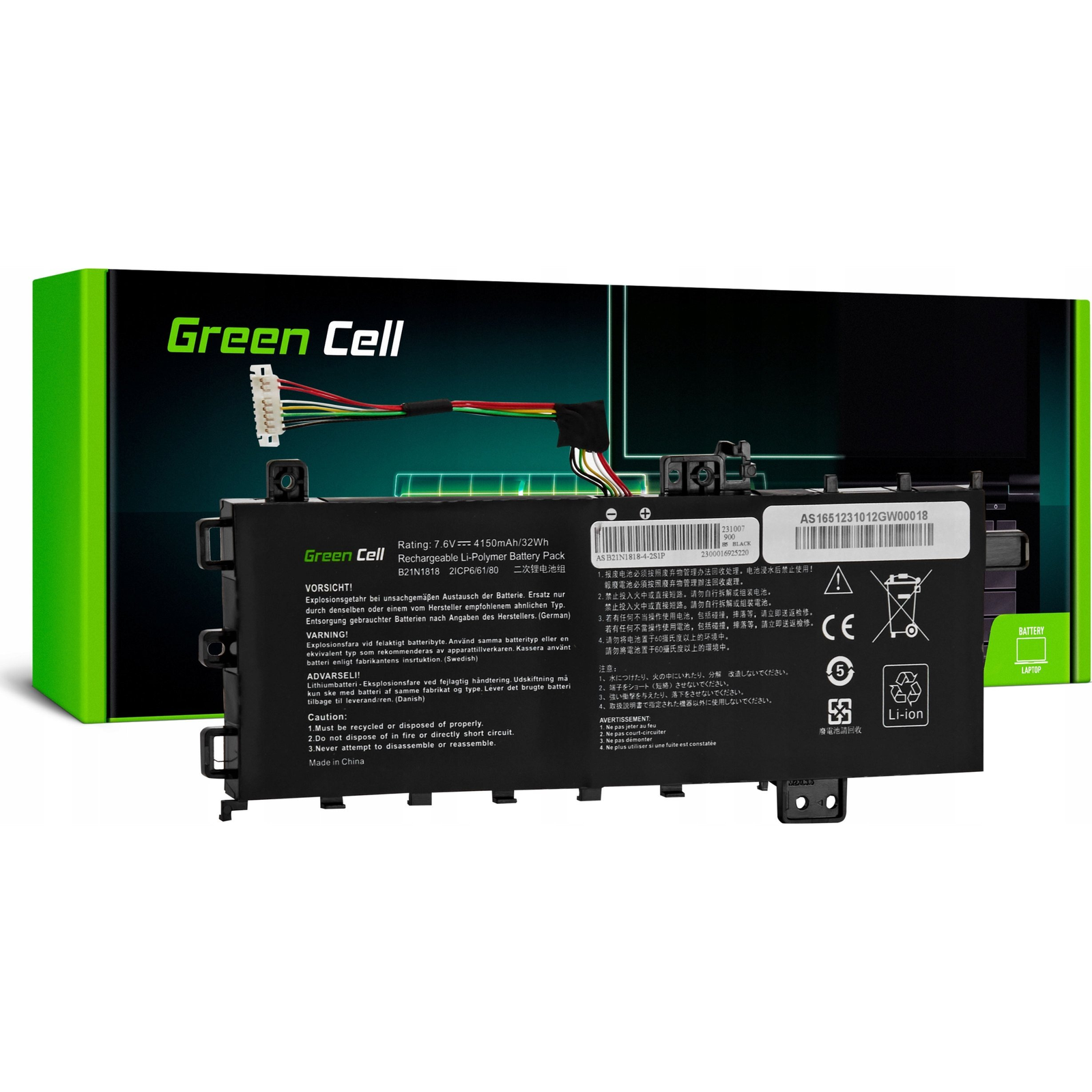 Green Cell Notebook akku GC-AS165 7.6 V 4150 mAh Asus (AS165)