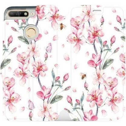 Flip mobile phone case Huawei Y6 Prime 2018 - M124S Pink flowers