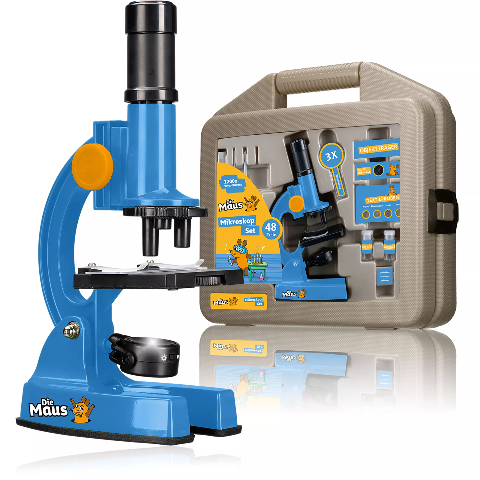 DieMaus 9810300 Mikroszkóp gyerekeknek hordozó táskával 100x - 1200x nagyítással (9810300)