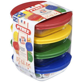 PYREX 913S572/7646 Ételtároló doboz szett, négyzet alakú, 4 db (3426470297745)