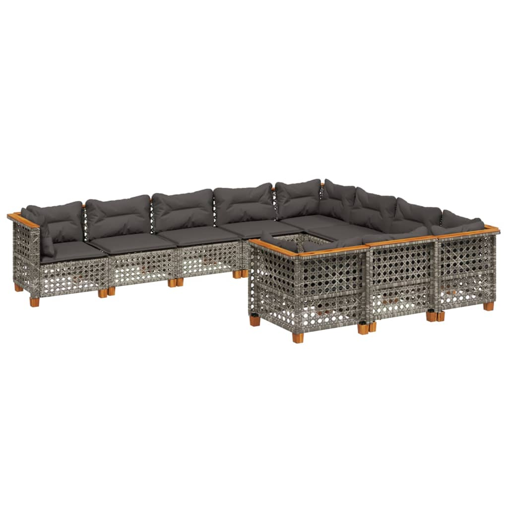 10 részes szürke polyrattan kerti ülőgarnitúra párnákkal (3262035)