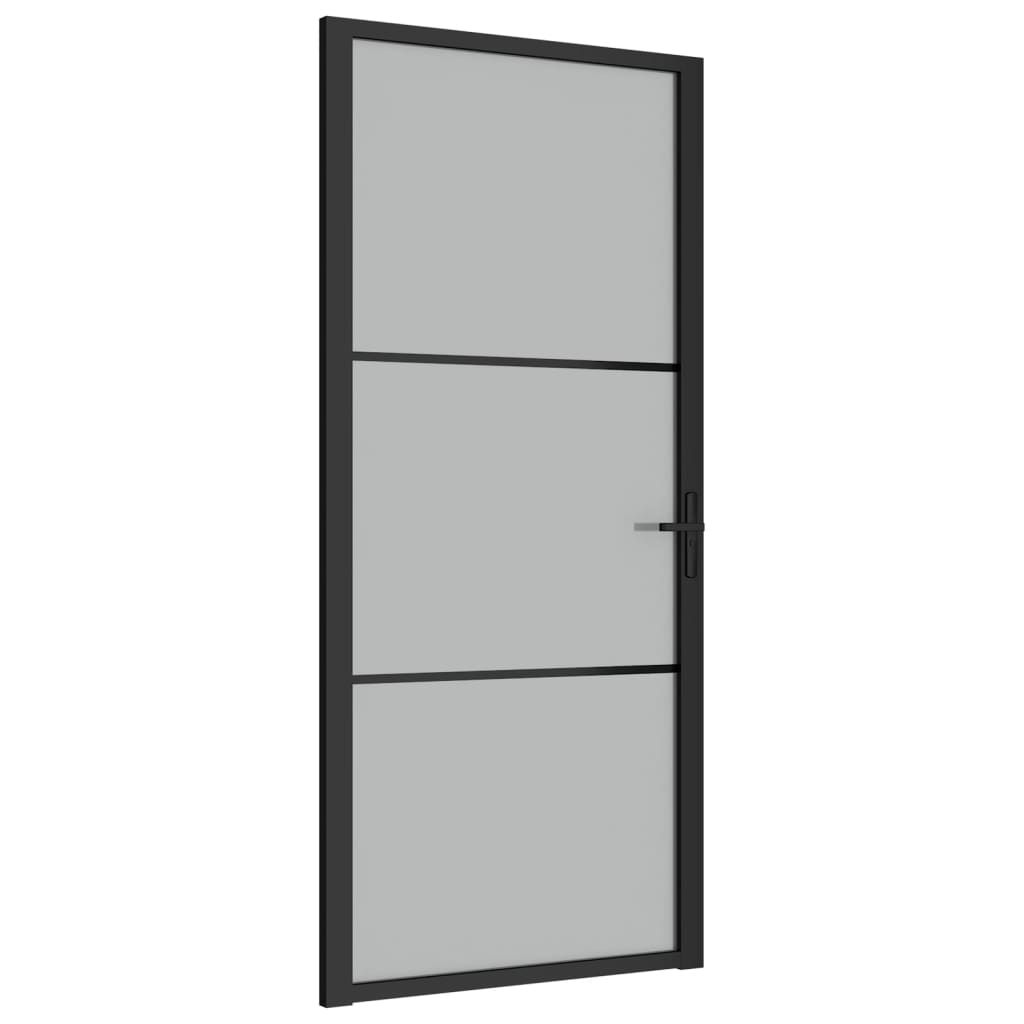 fekete matt üveg és alumínium beltéri ajtó 93 x 201,5 cm (350554)