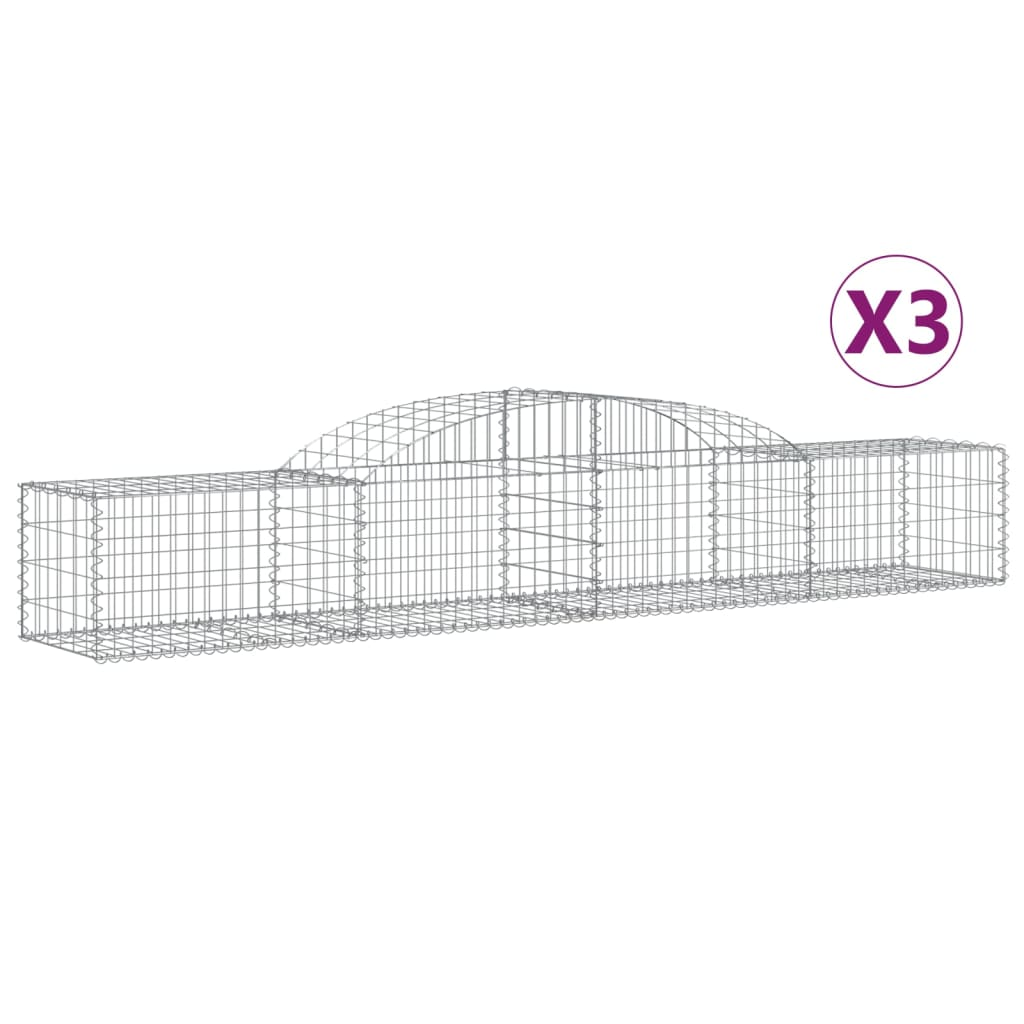 3 db íves horganyzott vas gabion kosár 300x50x40/60 cm (3146648)