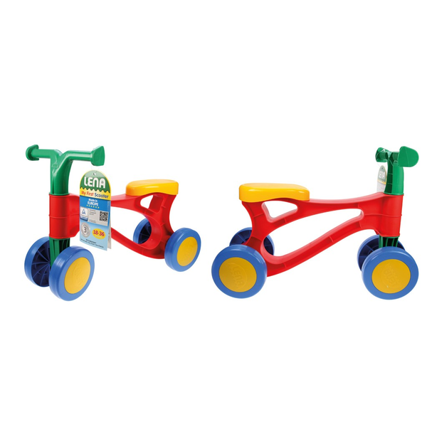 Lena My First Scooter Multicoloured Bambini Monopattino a quattro ruote Blu, Verde, Arancione, Rosso