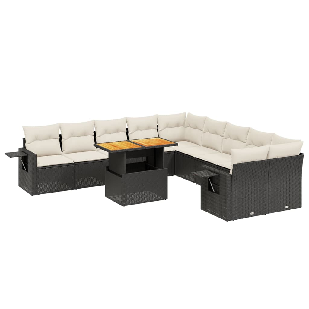 11 részes fekete polyrattan kerti ülőgarnitúra párnákkal (3271945)