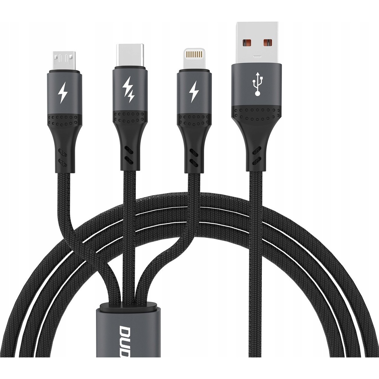 Dudao L3E USB-A-Type-C/Lightning/micro USB Kábel 60W 1.2 m-Fekete (6976625333486)