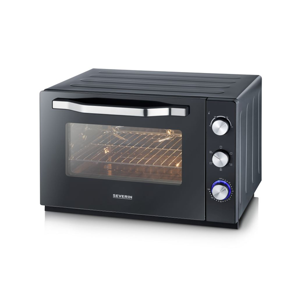 Severin TO2073 Мини-фурна XXL, 2200W, 60л, горна и долна температура, Черна