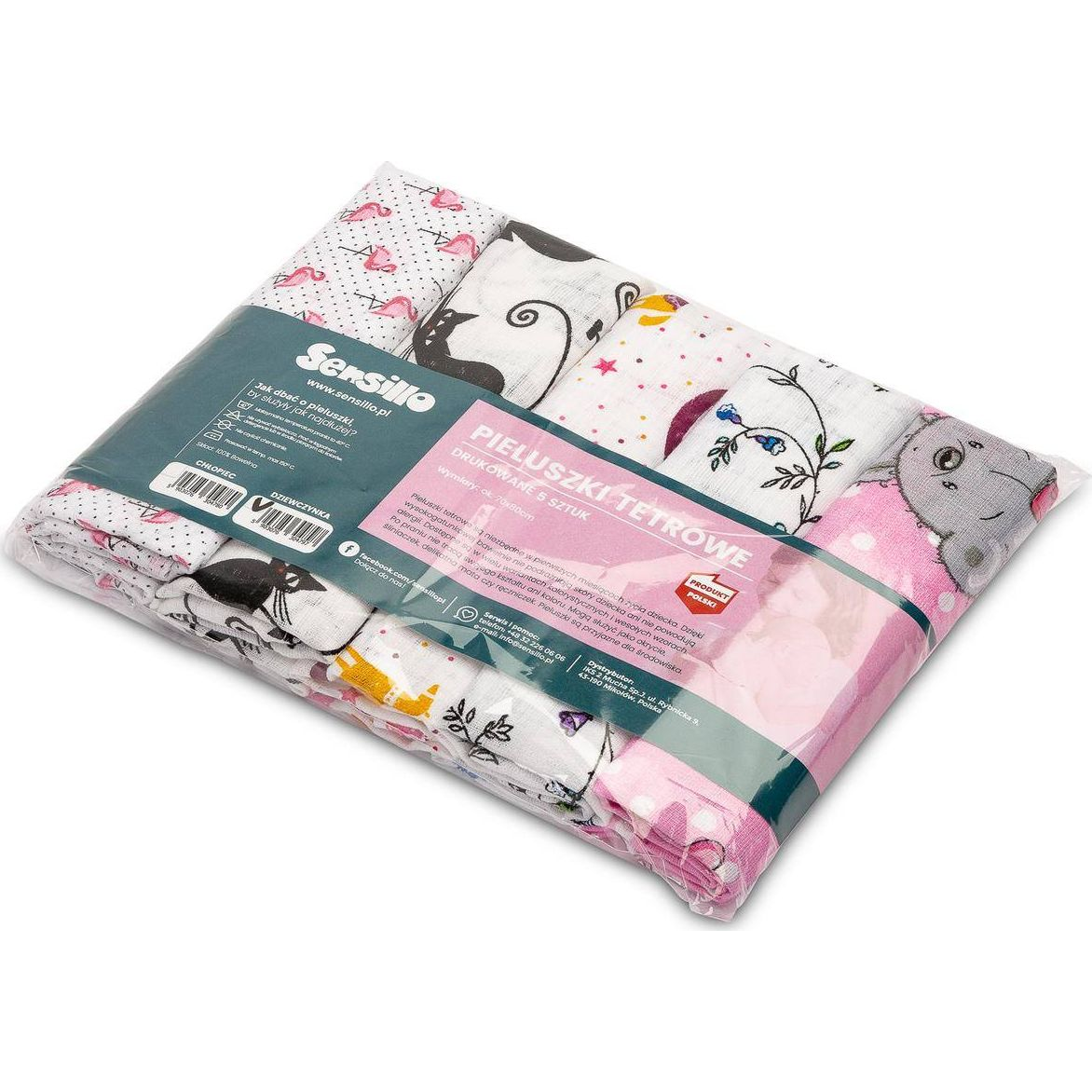 Prémium textilpelenka, mintás 5 db, 70x80 cm, lányos (SILLO-0551)
