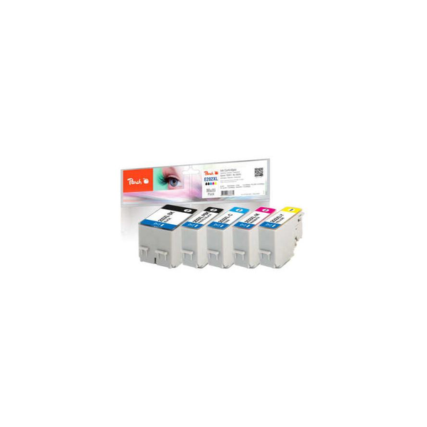 Peach 320402 inktcartridge 5 stuk(s) Compatibel Hoog (XL) rendement Zwart, Koraal, Magenta, Foto zwart, Geel
