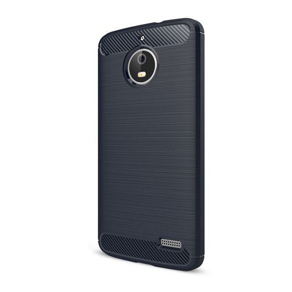 Szilikon telefonvédő (közepesen ütésálló, légpárnás sarok, szálcsiszolt, karbon minta) SÖTÉTKÉK [Motorola Moto E4 (XT1766)] (5996457724567)