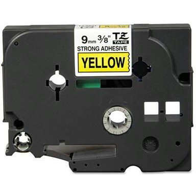 Brother Strong Adhesive Gloss Laminated Tape - 9mm, Black/Yellow етикетна лента TZ