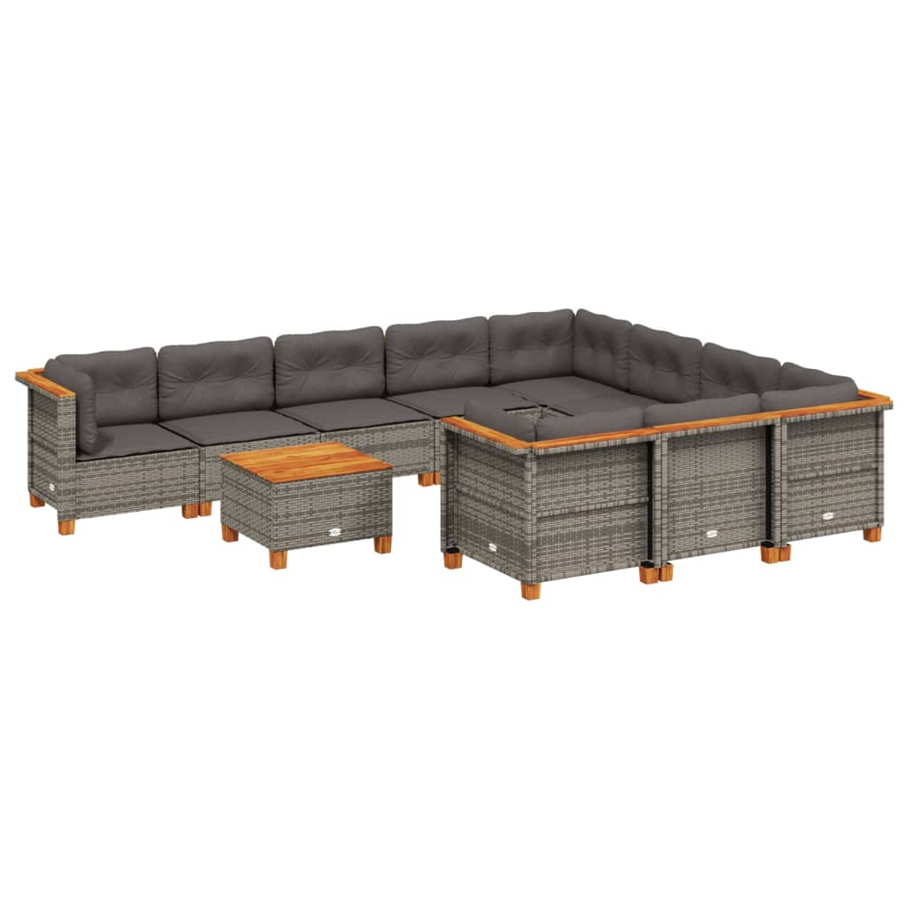 11 részes szürke polyrattan kerti ülőgarnitúra párnákkal (3262038)