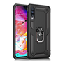 Samsung Galaxy A70 / A70s SM-A705F / A707F, Пластмасов заден капак, средна устойчивост на удар, силиконова вътрешна част, пръстен за държач за телефон, Defender, черен
