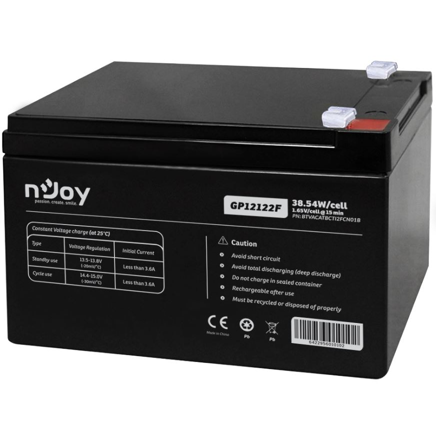 APC (NJOY) GP12122F Akkumulátor 12V/12Ah zárt gondozásmentes Borne T2 (BTVACATBCTI2FCN01B)