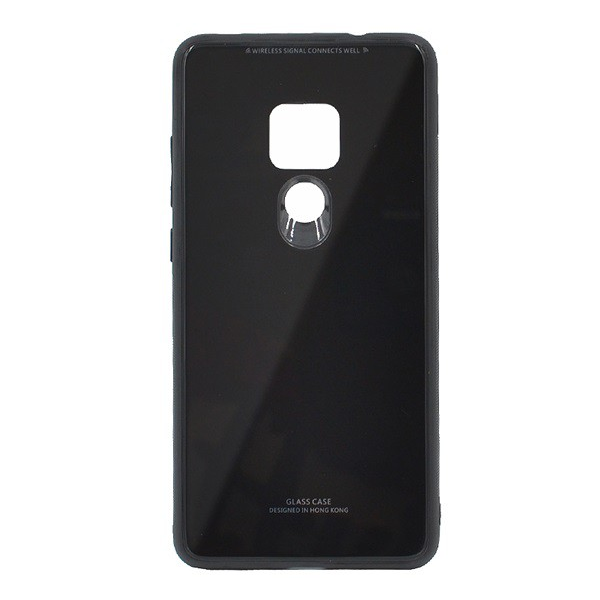 Műanyag telefonvédő (közepesen ütésálló, üveg hátlap) FEKETE [Huawei Mate 20] (5996457854400)