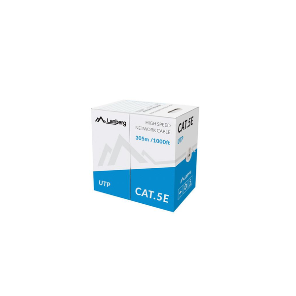 Кабелна макара UTP Lanberg 42763, Cat5e, AWG 24, 100 MHz, Плътен CCA, Ethernet, Жълт, Дължина 305 м