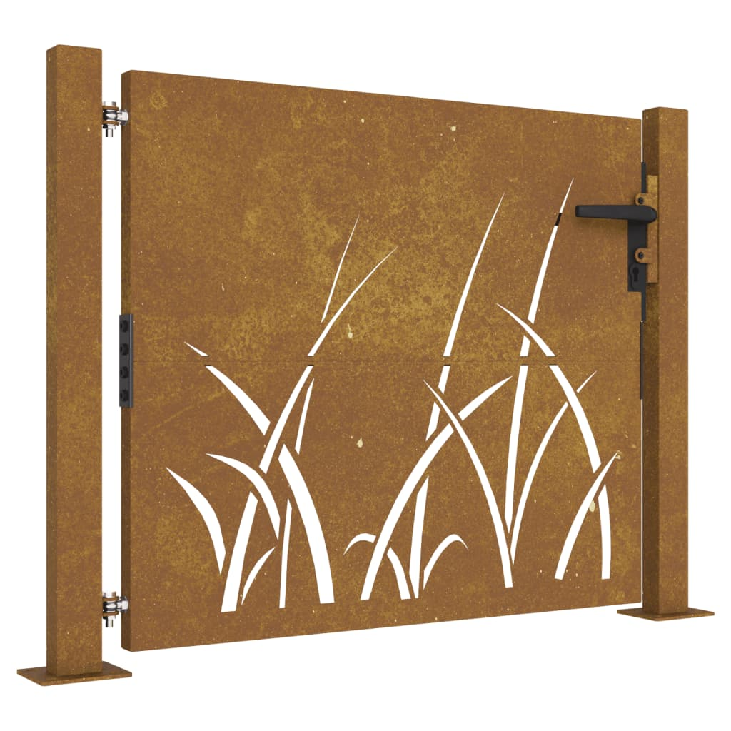 fűmintás corten acél kerti kapu 105 x 80 cm (153226)